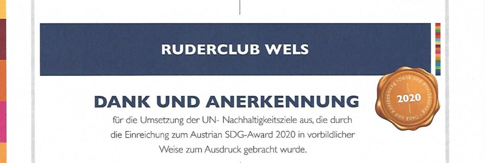 Austrian SDG Award 2020 für Ruderclub Wels